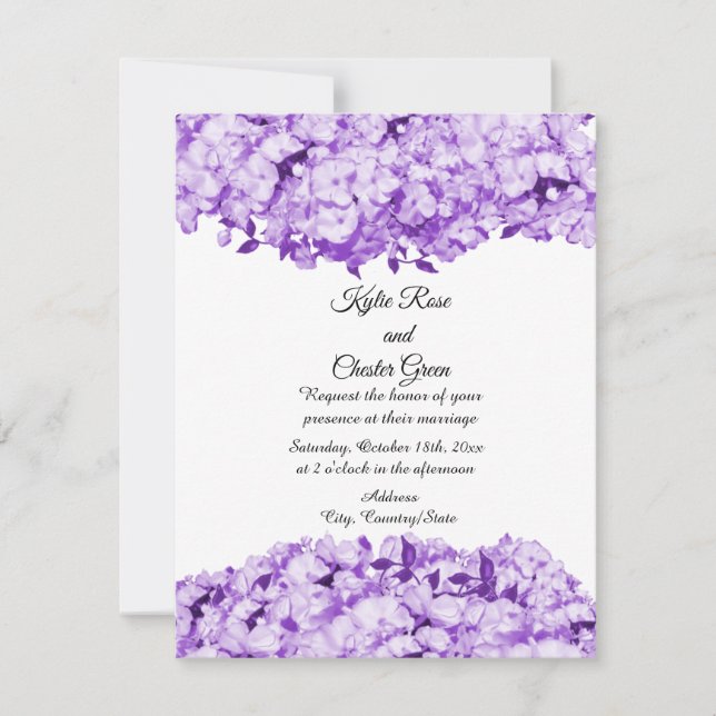 Invitación a la boda floral monocromática púrpura (Anverso)
