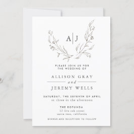 Invitación a la boda floral monograma