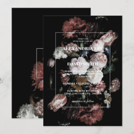 Invitación a la boda Floral morena negra oscura