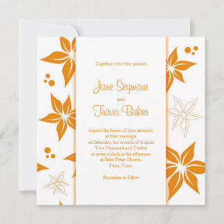 Invitación a la boda floral - Naranja y blanco