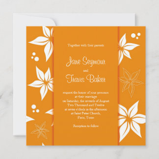 Invitación a la boda floral - Naranja y blanco