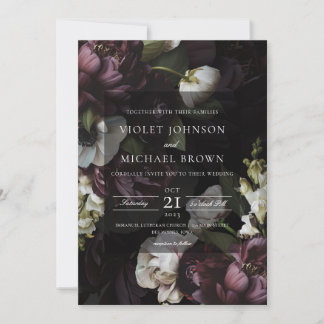Invitación a la boda floral oscura