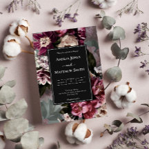 Invitación a la boda floral oscura y amorosa