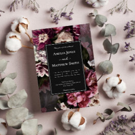 Invitación a la boda floral oscura y amorosa