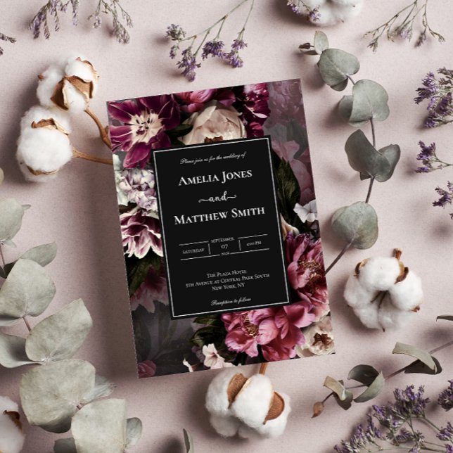 Invitación a la boda floral oscura y amorosa (Subido por el creador)