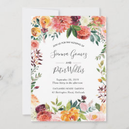 Invitación a la boda floral otoño