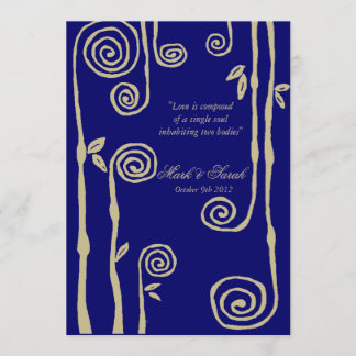 Invitación a la boda Floral P Azul Marina
