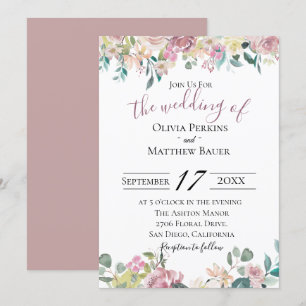 Invitación a la Boda Floral Pale Mauve