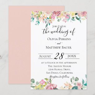 Invitación a la Boda Floral Pastel