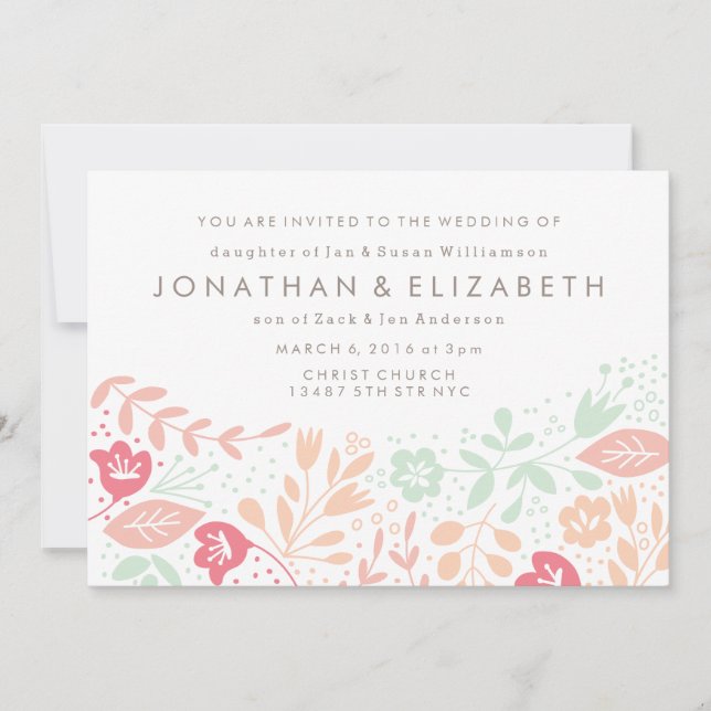 Invitación a la Boda Floral Pastel (Anverso)