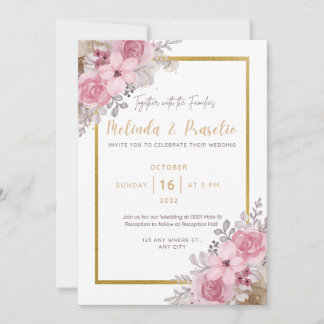 Invitación a la boda floral personalizada e impres
