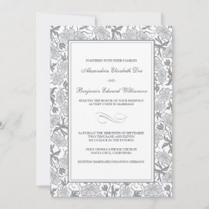 Invitación a la boda floral platinum