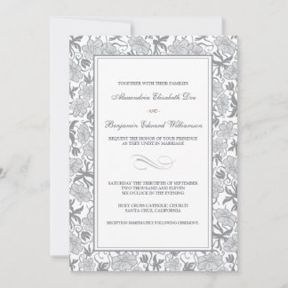 Invitación a la boda floral platinum