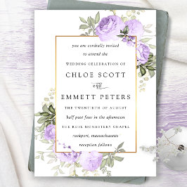 Invitación a la boda floral púrpura Rosa rústica