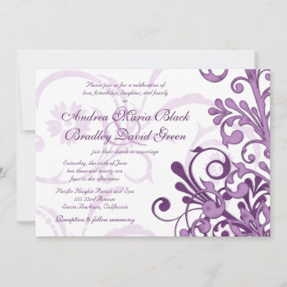 Invitación a la Boda Floral Púrpura y Blanca