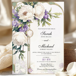 Invitación a la Boda Floral Púrpura y Blanca