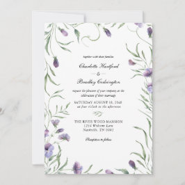 Invitación a la boda floral púrpura y caprichosa