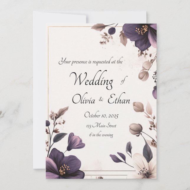 Invitación a la boda floral real (Anverso)