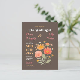 Invitación a la boda floral retro