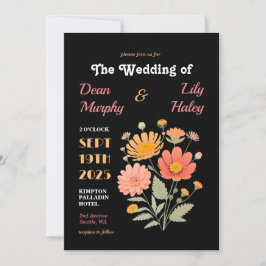 Invitación a la boda floral retro