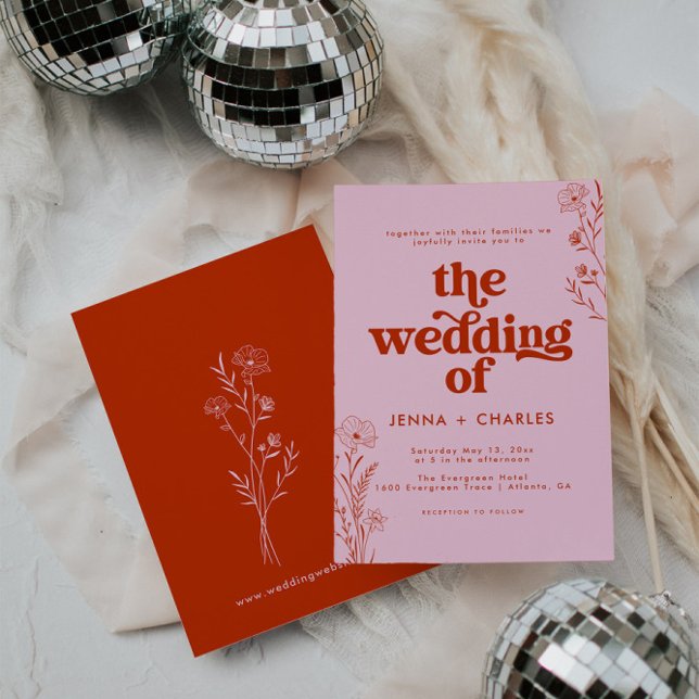Invitación a la boda floral retro (Subido por el creador)