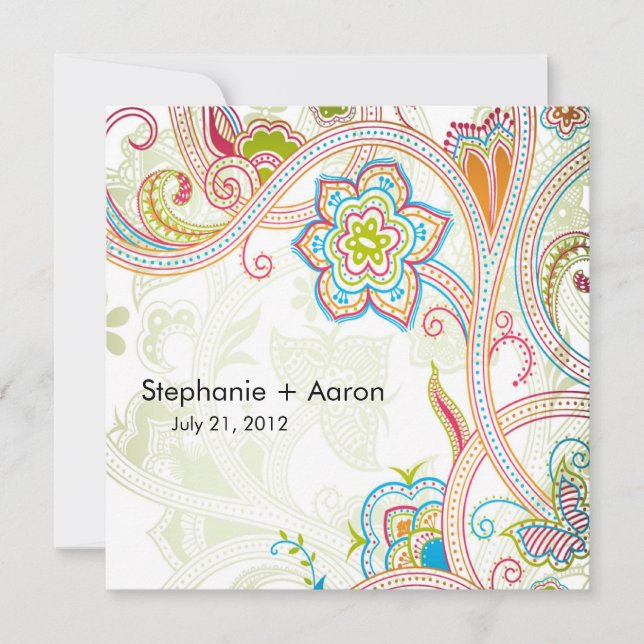 Invitación a la boda floral retro (Anverso)