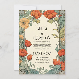 Invitación a la boda floral - Retro-cosecha