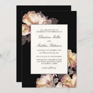Invitación a la boda floral rica en Moody