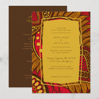 Invitación a la boda floral roja de Ankara