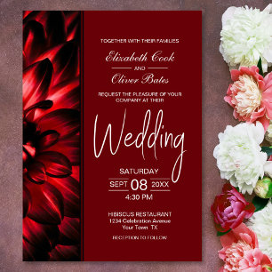 Invitación a la boda floral roja moderna
