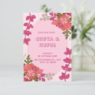 Invitación a la boda floral roja rosada