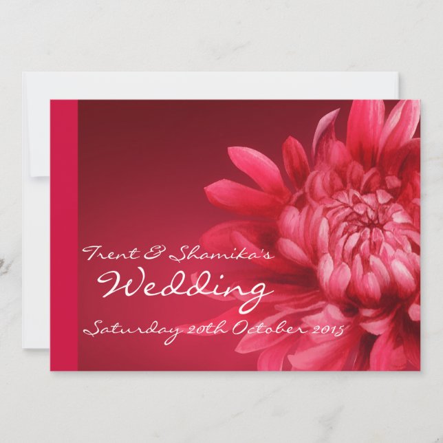 Invitación a la boda floral roja + RSVP (Anverso)