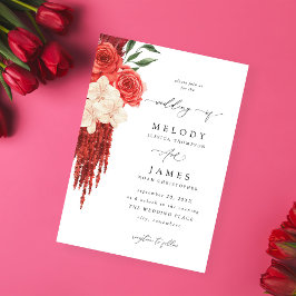 Invitación a la Boda Floral Roja V2