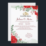 Invitación a la boda floral roja y verde<br><div class="desc">Esta invitación a la boda incluye una flor acuarela con los colores rojo y verde. Para una personalización más avanzada de este diseño,  haga clic en el BOTÓN AZUL APERSONALIZAR. Invitaciones en inglés también disponibles. Póngase en contacto conmigo para obtener más información.</div>