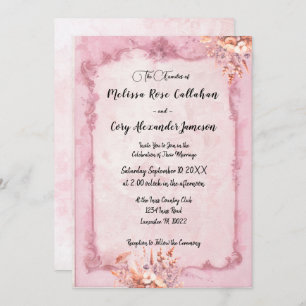 Invitación a la boda floral romántica estilo rococ