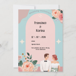 Invitación a la boda floral rosa