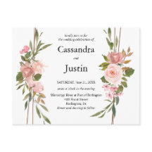 Invitación a la boda floral rosa