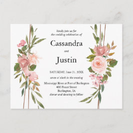 Invitación a la boda floral rosa