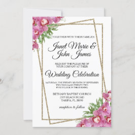 Invitación a la boda floral rosa