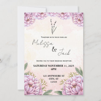 Invitación a la boda floral rosa