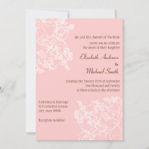 Invitación a la boda floral rosa claro