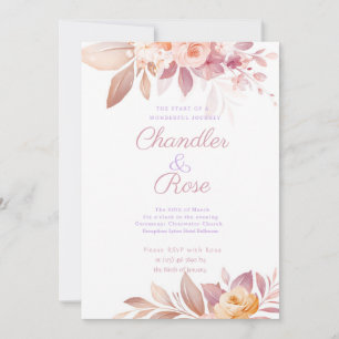 Invitación a la boda floral rosa de bonito