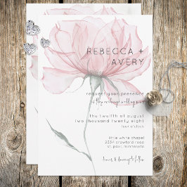 Invitación a la boda floral rosa de color acuático