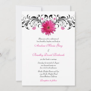 Invitación a la boda floral rosa de Gerbera Daisy