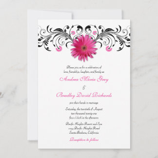 Invitación a la boda floral rosa de Gerbera Daisy