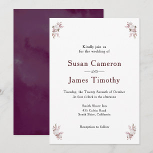 Invitación a la boda floral rosa de Mauve y Rubor