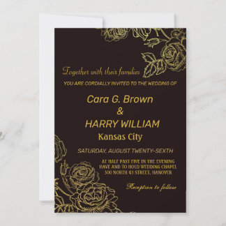 Invitación a la boda floral Rosa de oro