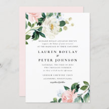Invitación a la boda floral rosa de Rubor