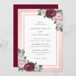 Invitación a la boda floral rosa de Rubor en Borgo