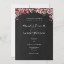 Invitación a la boda floral rosa de Rubor en Chalk